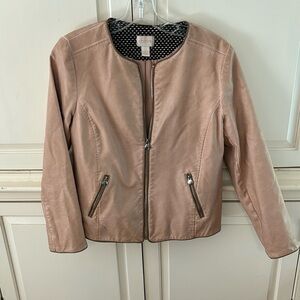 Chicos Faun Leather Lined Jacket size 0 Small